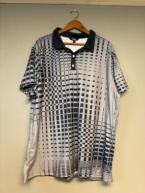 Ouku Men's Black & Gray Geometric Polo Shirt  2XL